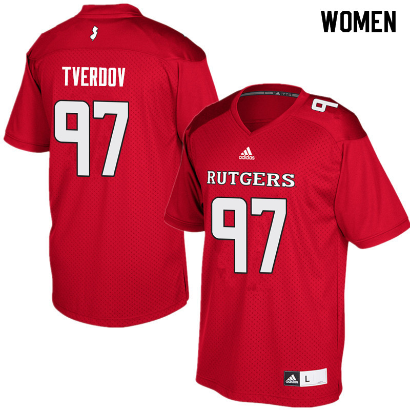 Women #97 Mike Tverdov Rutgers Scarlet Knights College Football Jerseys Sale-Red
